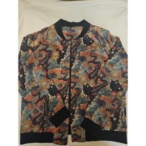 Topman's satin finish Flaming Skull & Serpent design men's XXL bomber jacket